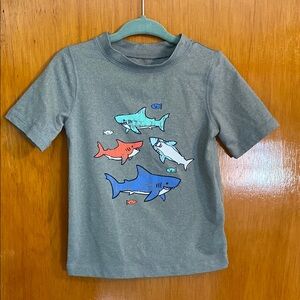 Cat & Jack Gray Swim Shirt - Rashguard with Colorful Shark Print - Size: 2T